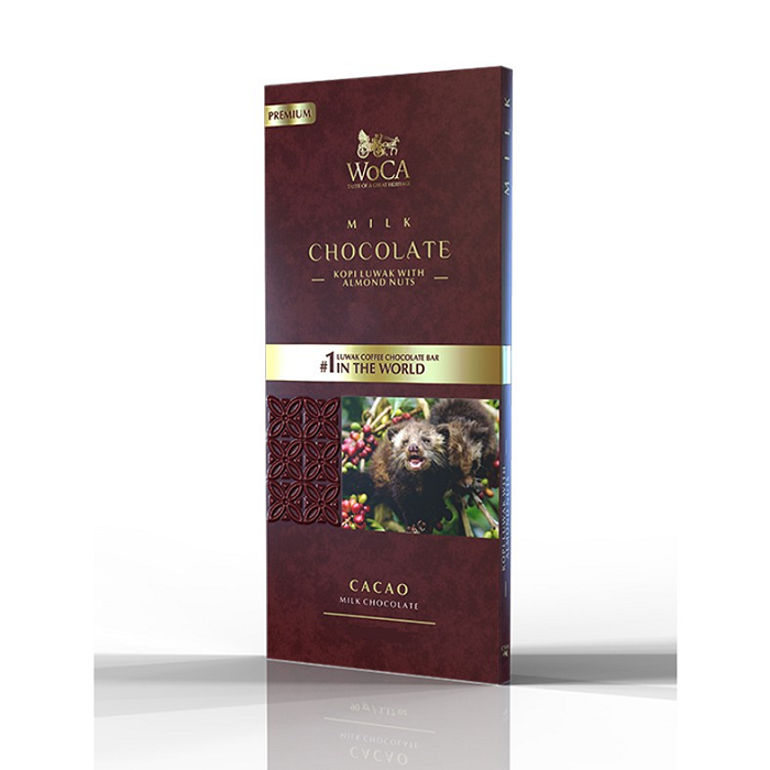 WoCA Coklat Kopi Luwak Premium Milk Chocolate Bar 40gr